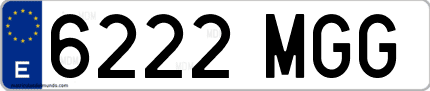 Ejemplo de matrícula de coche ordinaria 6222 MGG