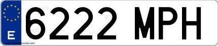 Ejemplo de matrícula española 6222 MPH