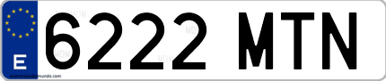 Ejemplo de matrícula de coche ordinaria 6222 MTN
