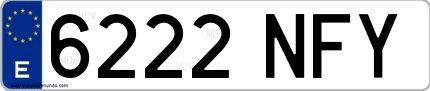 Ejemplo de matrícula española 6222 NFY