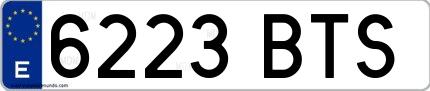 Ejemplo de matrícula española 6223 BTS