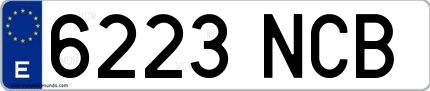 Ejemplo de matrícula española 6223 NCB