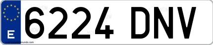Ejemplo de matrícula española 6224 DNV