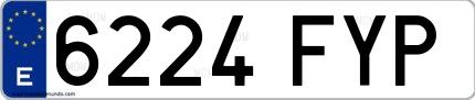 Ejemplo de matrícula española 6224 FYP