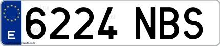 Ejemplo de matrícula española 6224 NBS