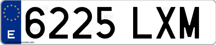 Ejemplo de matrícula de coche ordinaria 6225 LXM