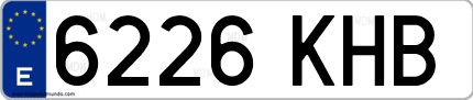 Ejemplo de matrícula de coche ordinaria 6226 KHB