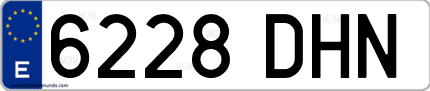 Ejemplo de matrícula de coche ordinaria 6228 DHN
