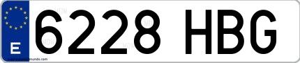 Ejemplo de matrícula española 6228 HBG