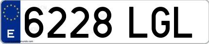 Ejemplo de matrícula española 6228 LGL