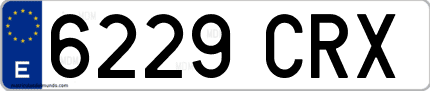 Ejemplo de matrícula de coche ordinaria 6229 CRX
