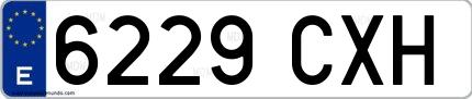 Ejemplo de matrícula española 6229 CXH