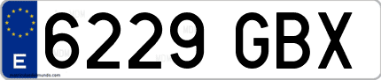 Ejemplo de matrícula de coche ordinaria 6229 GBX