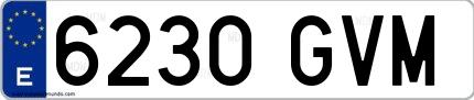 Ejemplo de matrícula española 6230 GVM