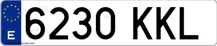 Ejemplo de matrícula española 6230 KKL