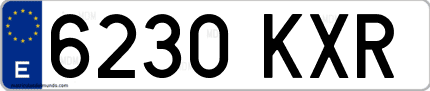 Ejemplo de matrícula de coche ordinaria 6230 KXR