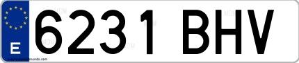Ejemplo de matrícula española 6231 BHV