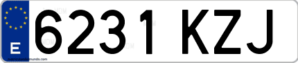 Ejemplo de matrícula de coche ordinaria 6231 KZJ