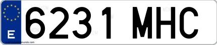 Ejemplo de matrícula española 6231 MHC
