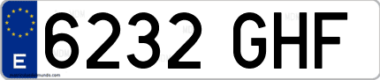 Ejemplo de matrícula de coche ordinaria 6232 GHF