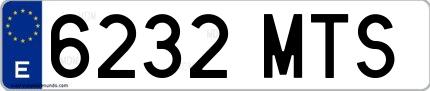 Ejemplo de matrícula española 6232 MTS