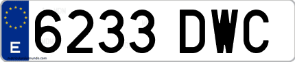 Ejemplo de matrícula de coche ordinaria 6233 DWC