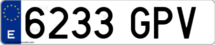Ejemplo de matrícula de coche ordinaria 6233 GPV
