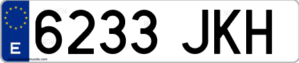 Ejemplo de matrícula de coche ordinaria 6233 JKH
