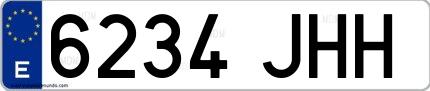 Ejemplo de matrícula española 6234 JHH