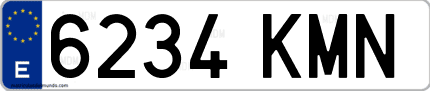 Ejemplo de matrícula de coche ordinaria 6234 KMN