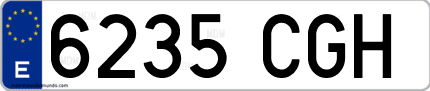 Ejemplo de matrícula de coche ordinaria 6235 CGH