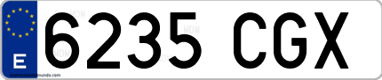 Ejemplo de matrícula de coche ordinaria 6235 CGX
