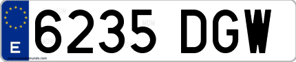 Ejemplo de matrícula de coche ordinaria 6235 DGW