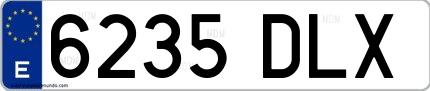 Ejemplo de matrícula española 6235 DLX