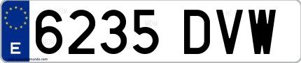 Ejemplo de matrícula española 6235 DVW