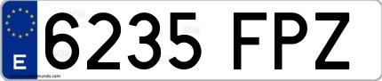 Ejemplo de matrícula española 6235 FPZ