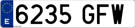 Ejemplo de matrícula española 6235 GFW