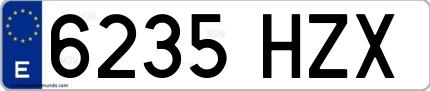 Ejemplo de matrícula española 6235 HZX