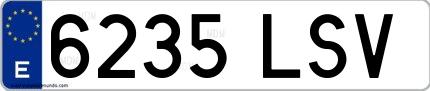 Ejemplo de matrícula española 6235 LSV
