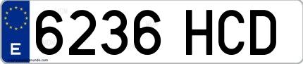 Ejemplo de matrícula española 6236 HCD