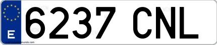 Ejemplo de matrícula española 6237 CNL
