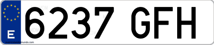 Ejemplo de matrícula de coche ordinaria 6237 GFH