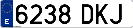 Ejemplo de matrícula de coche ordinaria 6238 DKJ