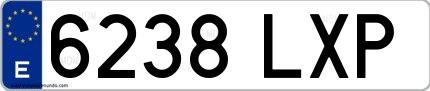 Ejemplo de matrícula española 6238 LXP