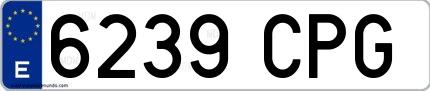 Ejemplo de matrícula española 6239 CPG