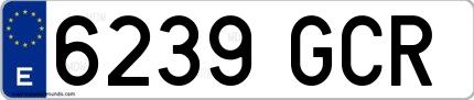 Ejemplo de matrícula española 6239 GCR