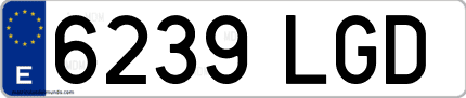 Ejemplo de matrícula de coche ordinaria 6239 LGD
