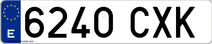 Ejemplo de matrícula de coche ordinaria 6240 CXK