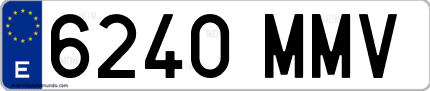 Ejemplo de matrícula de coche ordinaria 6240 MMV