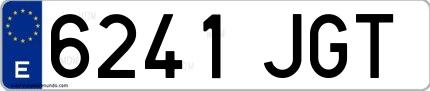 Ejemplo de matrícula española 6241 JGT